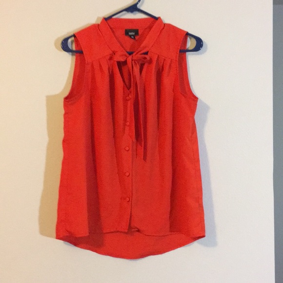 Mossimo Supply Co. Tops - MOSSIMO CUTOUT SLEEVELESS RUFFLE BOW TIE SHIRT TOP